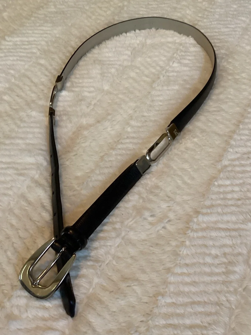 Womens Ellen Tracey Italian Calfskin Leather Taiwan Large Black Cute Belt